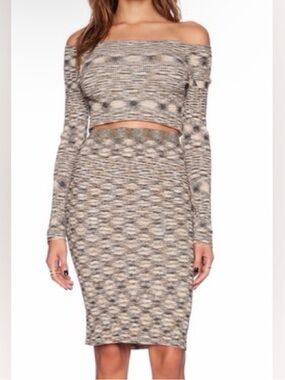 Free People Ribbed Knit Mutual Feelings Pattern Skirt
